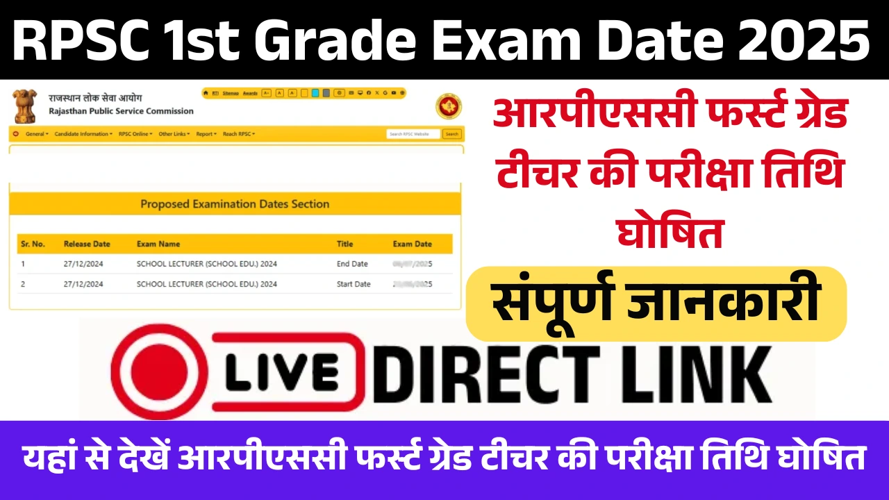 RPSC 1st Grade Exam Date 2025
